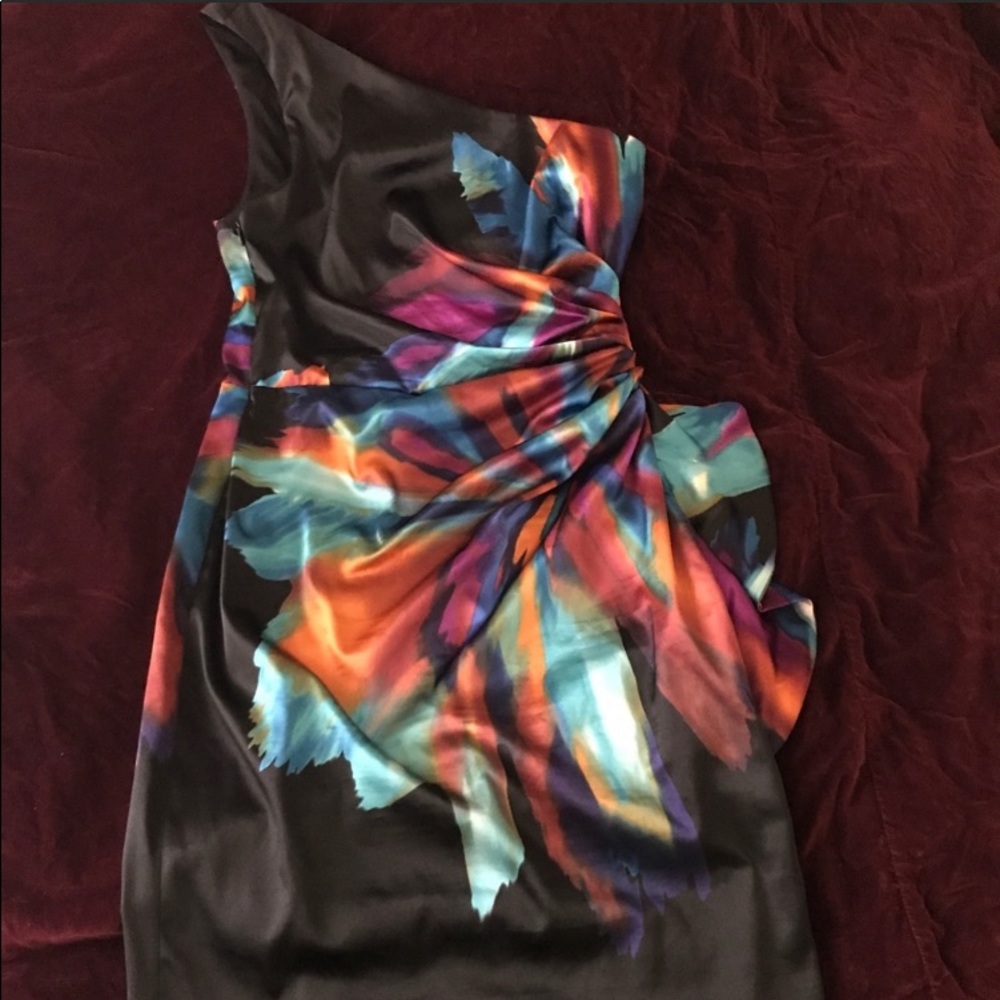 💥 POW! One Shoulder Multicolor Dress with Flounce
